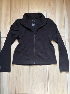 FLX Black Zip Up Jacket Women’s Large Athletic Workout Gym Lightweight